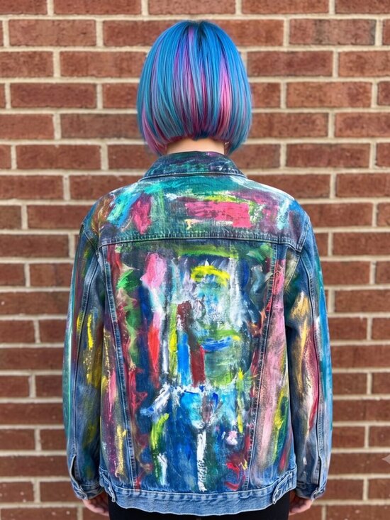 Adam Levine Collection Jackets & Blazers - Adam Levine Denim Jacket Size Extra Large Xl Hand Painted Jeans Abstract Art
